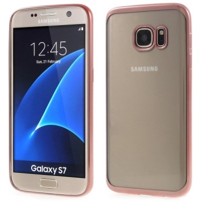 Samsung Galaxy S7 (G930) Silikoninis skaidrus dėklas, rožinis / Priedai.lt