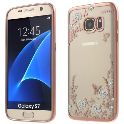 Samsung Galaxy S7 (G930) „Nature“ silikoninis skaidrus dėklas, rožinis / Priedai.lt