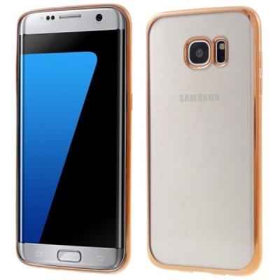 Samsung Galaxy S7 edge (G935) Silikoninis skaidrus dėklas, auksinis / Priedai.lt