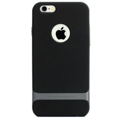 „Rock“ Royce sustiprintos apsaugos Apple iPhone 6 (6s) juodas pilkos spalvos apvadais kieto silikono (TPU) ir plastiko dėklas / 