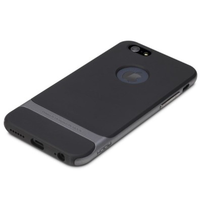 „Rock“ Royce sustiprintos apsaugos Apple iPhone 6 (6s) juodas pilkos spalvos apvadais kieto silikono (TPU) ir plastiko dėklas / 