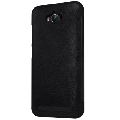 Prabangus „Nillkin“ Qin serijos juodas odinis atverčiamas Asus Zenfone Max (ZC550KL) dėklas - knygutė / Priedai.lt