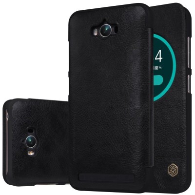 Prabangus „Nillkin“ Qin serijos juodas odinis atverčiamas Asus Zenfone Max (ZC550KL) dėklas - knygutė / Priedai.lt