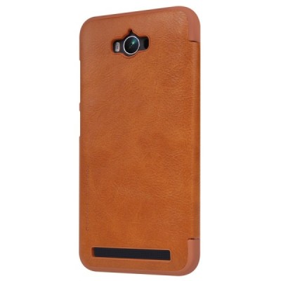 Prabangus „Nillkin“ Qin serijos rudas odinis atverčiamas Asus Zenfone Max (ZC550KL) dėklas - knygutė / Priedai.lt
