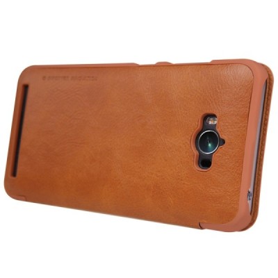 Prabangus „Nillkin“ Qin serijos rudas odinis atverčiamas Asus Zenfone Max (ZC550KL) dėklas - knygutė / Priedai.lt