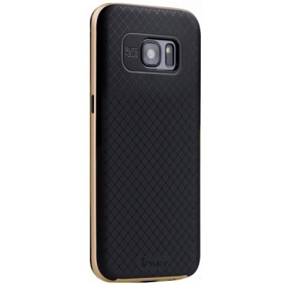 Samsung Galaxy S7 Edge (G935) „IPAKY“ kieto silikono TPU juodas (auksiniais apvadais) dėklas - nugarėlė / Priedai.lt