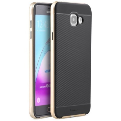 Samsung Galaxy A5 (2016) A510 „IPAKY“ kieto silikono TPU juodas (auksiniais apvadais) dėklas - nugarėlė / Priedai.lt