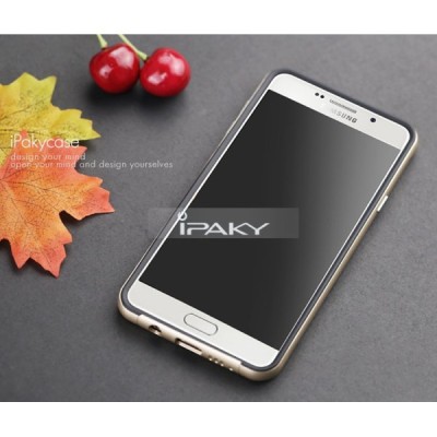 Samsung Galaxy A5 (2016) A510 „IPAKY“ kieto silikono TPU juodas (auksiniais apvadais) dėklas - nugarėlė / Priedai.lt