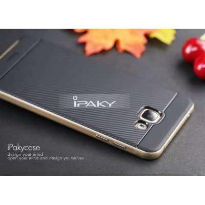 Samsung Galaxy A5 (2016) A510 „IPAKY“ kieto silikono TPU juodas (auksiniais apvadais) dėklas - nugarėlė / Priedai.lt