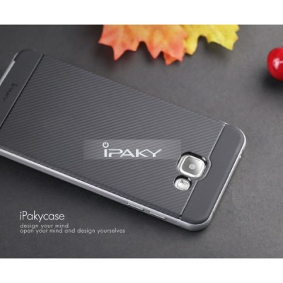 Samsung Galaxy A5 (2016) A510 „IPAKY“ kieto silikono TPU juodas (sidabriniais apvadais) dėklas - nugarėlė / Priedai.lt
