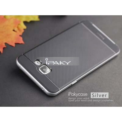 Samsung Galaxy A5 (2016) A510 „IPAKY“ kieto silikono TPU juodas (sidabriniais apvadais) dėklas - nugarėlė / Priedai.lt