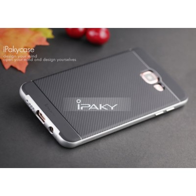 Samsung Galaxy A5 (2016) A510 „IPAKY“ kieto silikono TPU juodas (sidabriniais apvadais) dėklas - nugarėlė / Priedai.lt