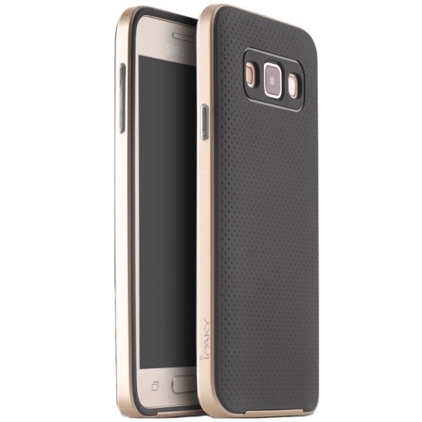 „IPAKY“ kieto silikono (TPU) dėklas - juodas / auksinis (Galaxy A3 2015)