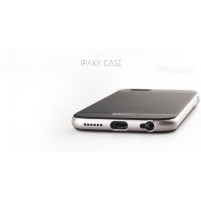 Apple iPhone 6 / 6s „IPAKY“ kieto silikono TPU juodas (sidabriniais apvadais) dėklas - nugarėlė / Priedai.lt