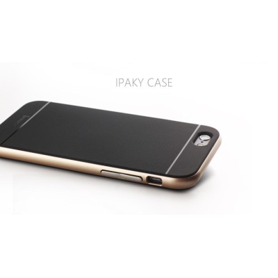 Apple iPhone 6 / 6s „IPAKY“ kieto silikono TPU juodas (auksiniais apvadais) dėklas - nugarėlė / Priedai.lt