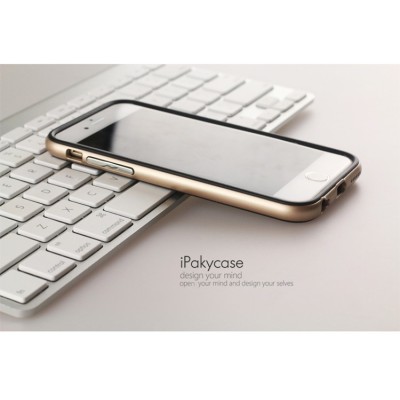 Apple iPhone 6 / 6s „IPAKY“ kieto silikono TPU juodas (auksiniais apvadais) dėklas - nugarėlė / Priedai.lt