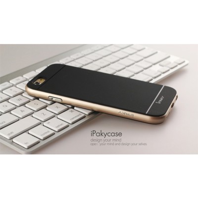 Apple iPhone 6 / 6s „IPAKY“ kieto silikono TPU juodas (auksiniais apvadais) dėklas - nugarėlė / Priedai.lt