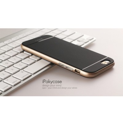 Apple iPhone 6 / 6s „IPAKY“ kieto silikono TPU juodas (auksiniais apvadais) dėklas - nugarėlė / Priedai.lt