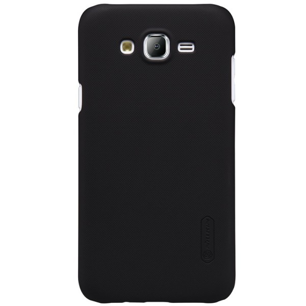 „Nillkin“ Frosted Shield dėklas - juodas + apsauginė ekrano plėvelė (Galaxy J7 2015)