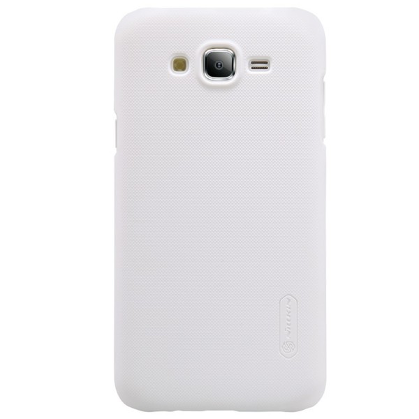 „Nillkin“ Frosted Shield dėklas - baltas + apsauginė ekrano plėvelė (Galaxy J7 2015)