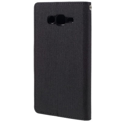 Samsung Galaxy J7 (J700) Mercury juodas atverčiamas dėklas - piniginė / Priedai.lt