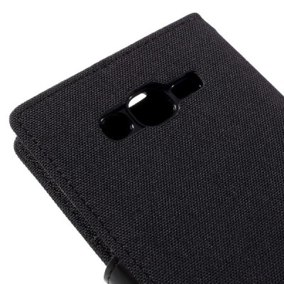 Samsung Galaxy J7 (J700) Mercury juodas atverčiamas dėklas - piniginė / Priedai.lt