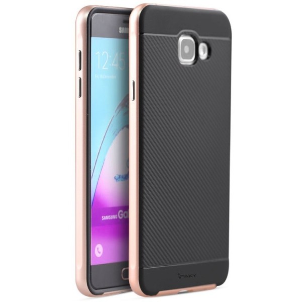 „IPAKY“ kieto silikono (TPU) dėklas - juodas / rožinis (Galaxy A7 2016)