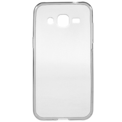 Samsung Galaxy J2 (J200) skaidrus (permatomas) kieto silikono TPU ploniausias pasaulyje pilkas dėklas / Priedai.lt
