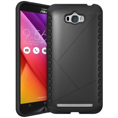 Sustiprintos apsaugos Asus Zenfone Max (ZC550KL) juodas kieto silikono (TPU) ir plastiko dėklas / Priedai.lt