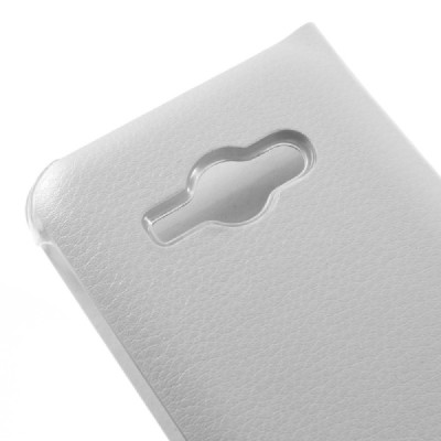Samsung Galaxy J1 Ace (J110) baltas odinis atverčiamas Smart Wallet dėklas - piniginė / Priedai.lt
