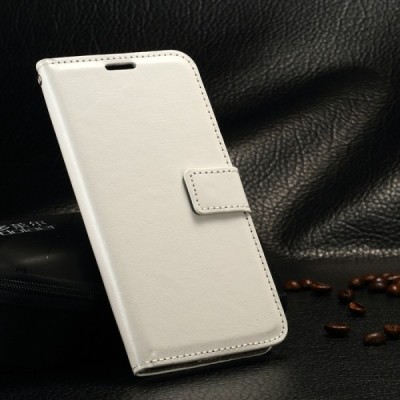 Samsung Galaxy J1 Ace (J110) atverčiamas baltas odinis dėklas - piniginė / Priedai.lt