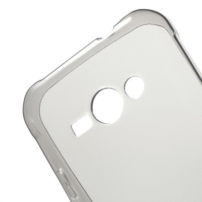 Samsung Galaxy J1 Ace (J110) skaidrus (permatomas) kieto silikono TPU ploniausias pasaulyje pilkas dėklas / Priedai.lt