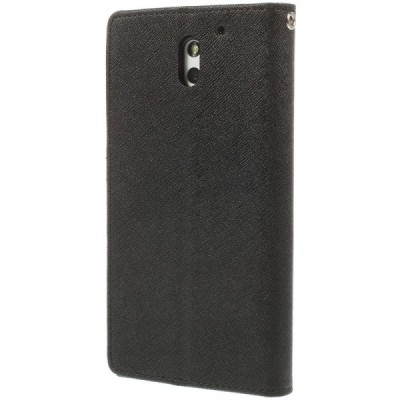 HTC Desire 610 Mercury juodas atverčiamas dėklas - piniginė / Priedai.lt