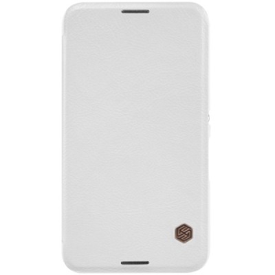 Prabangus „Nillkin“ Qin serijos baltas odinis atverčiamas Sony Xperia E4 (Sony Xperia E4 Dual)  dėklas / Priedai.lt