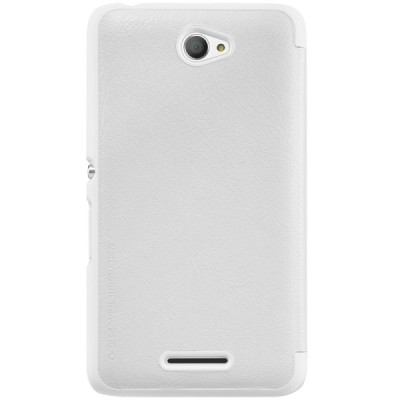 Prabangus „Nillkin“ Qin serijos baltas odinis atverčiamas Sony Xperia E4 (Sony Xperia E4 Dual)  dėklas / Priedai.lt