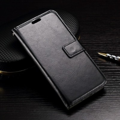 LG K10 (K420N) atverčiamas juodas odinis dėklas - piniginė / Priedai.lt