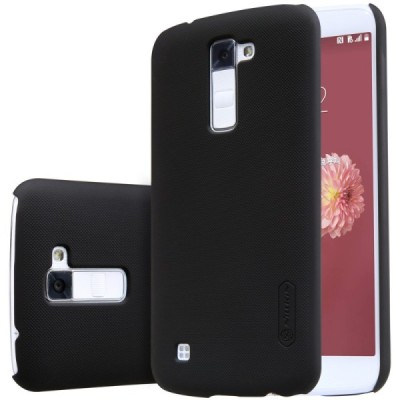 LG K10 (K420N) Nillkin Frosted Shield juodas plastikinis dėklas + apsauginė ekrano plėvelė / Priedai.lt