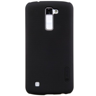 LG K10 (K420N) Nillkin Frosted Shield juodas plastikinis dėklas + apsauginė ekrano plėvelė / Priedai.lt