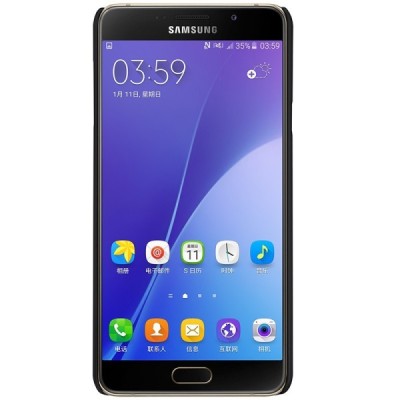 Samsung Galaxy A7 2016 (A710) Nillkin Frosted Shield juodas plastikinis dėklas + apsauginė ekrano plėvelė / Priedai.lt
