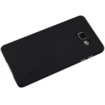 Samsung Galaxy A7 2016 (A710) Nillkin Frosted Shield juodas plastikinis dėklas + apsauginė ekrano plėvelė / Priedai.lt
