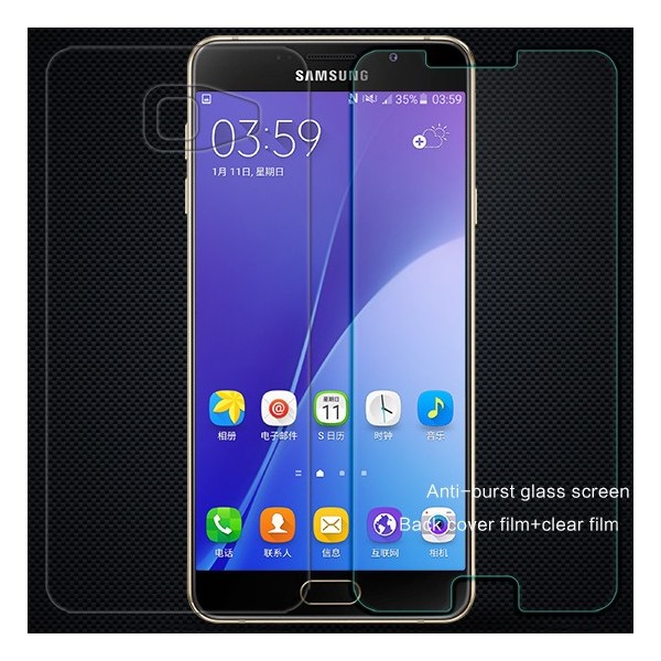 „Nillkin“ 9H Tempered Glass apsauginis ekrano stiklas 0.33 mm + nugarėlės plėvelė (Galaxy A7 2016)