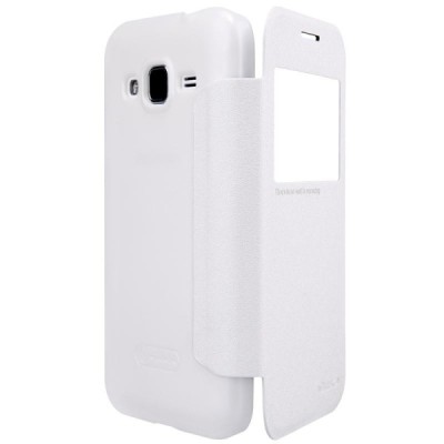 Samsung Galaxy Core Prime (G360) baltas odinis atverčiamas Nillkin Sparkle dėklas / Priedai.lt