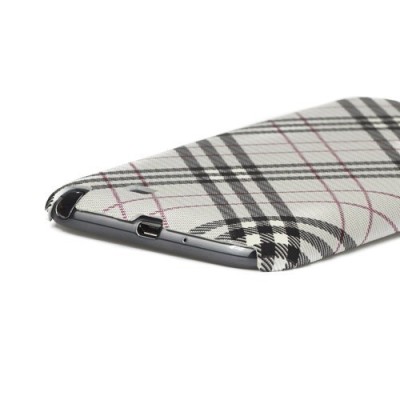 Samsung Galaxy Note 2 N7100 Burberry stiliaus pilkas dėklas (dėkliukas, nugarėlė) / Priedai.lt