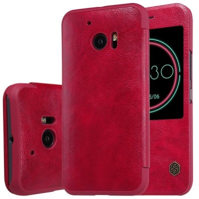 Prabangus „Nillkin“ Qin serijos raudonas odinis atverčiamas HTC 10 (Lifestyle) dėklas / Priedai.lt