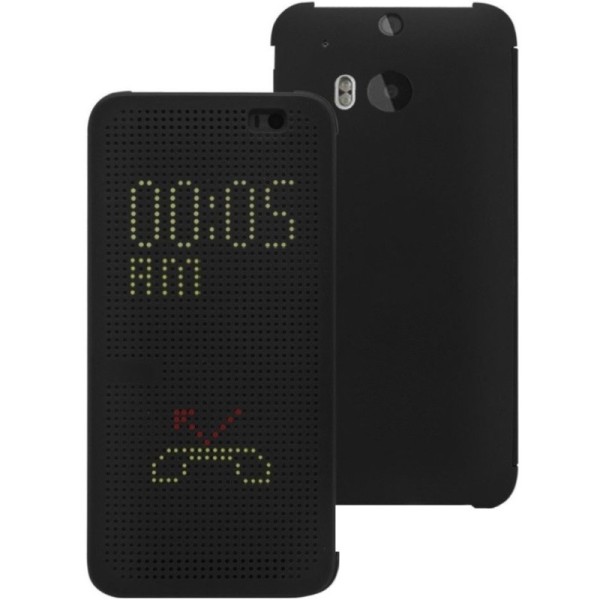 Atverčiamas „Dot View“ dėklas - juodas (One M8 / One M8s)