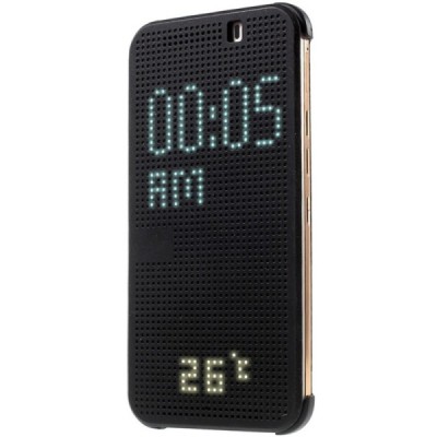 HTC One M9 Smart Dot View atverčiamas juodas dėklas - knygutė / Priedai.lt