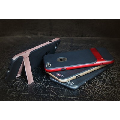 „Rock“ Royce Kickstand sustiprintos apsaugos Apple iPhone 6 Plus (6s Plus) juodas aukso spalvos apvadais kieto silikono (TPU) ir