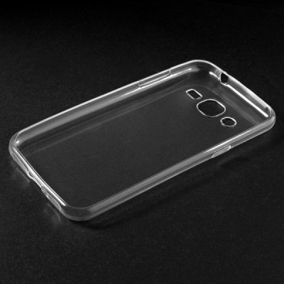 Samsung Galaxy J2 (J200) skaidrus (permatomas) kieto silikono TPU ploniausias pasaulyje dėklas / Priedai.lt