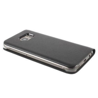 Samsung Galaxy S7 (G930) juodas odinis atverčiamas Smart Wallet dėklas - piniginė / Priedai.lt