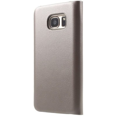 Samsung Galaxy S7 (G930) auksinis odinis atverčiamas Smart Wallet dėklas - piniginė / Priedai.lt